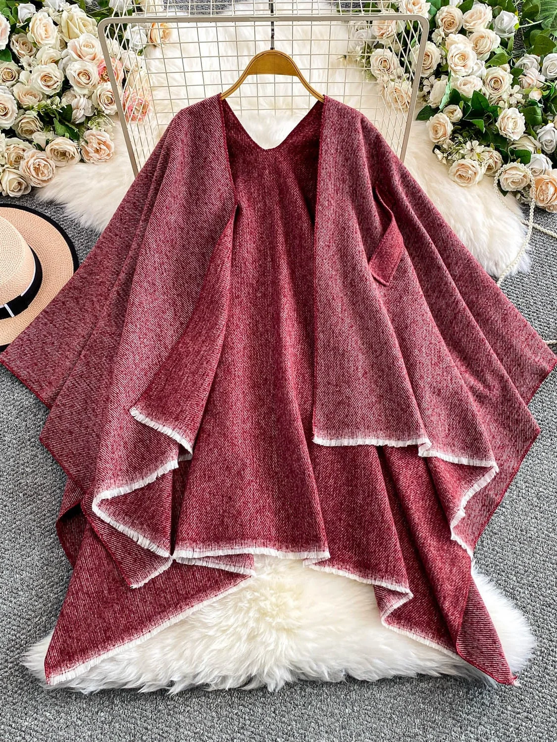 

Ele Long Sve женский кардиган с кисточками, свободное утягивающее пальто, осенняя модная верхняя одежда, повседневное драпированное пальто