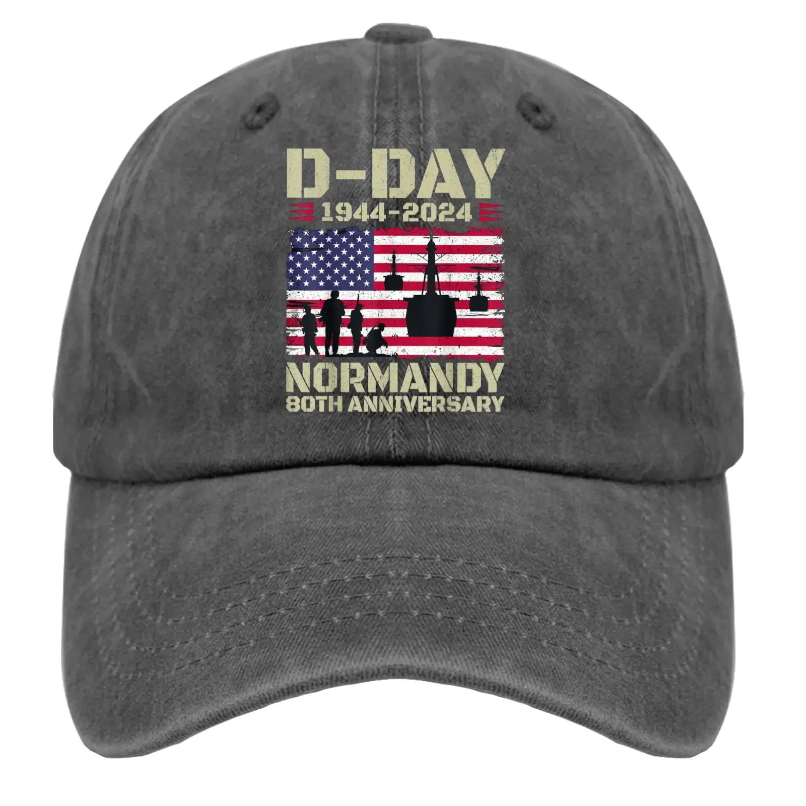 

80th Anniversary Normandy House Baseball Cap for Men Women Trendy Washed Dad Hat Washed Cotton Fashion