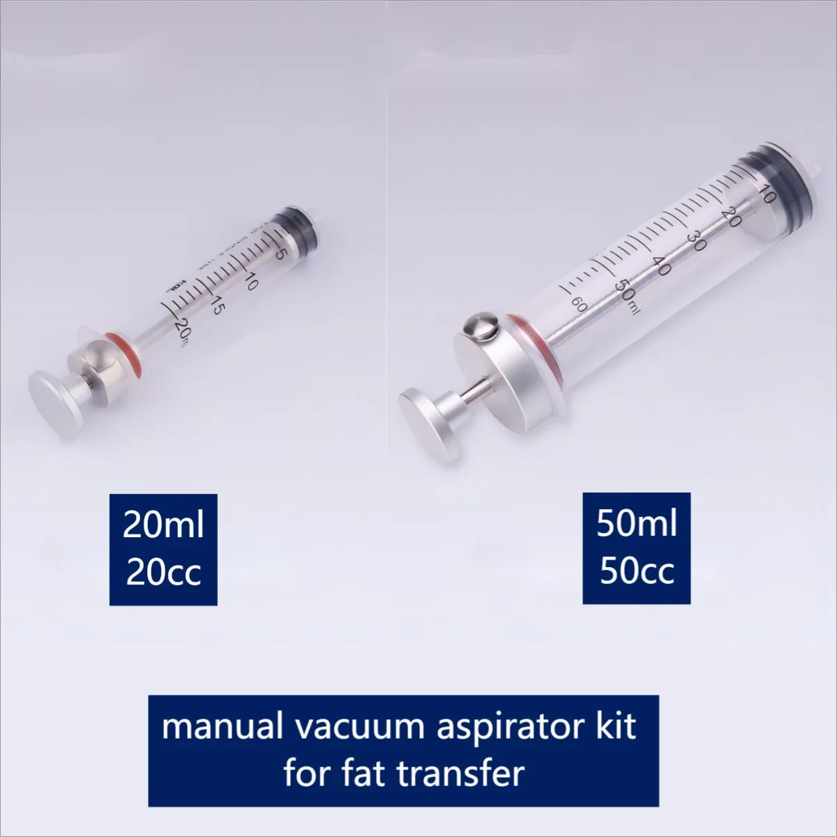 수동 지방 수확 키트, 수동 진공 지방 흡입 도구, 스테인레스 스틸 지방 흡입 진공 흡입기, 20cc, 50cc