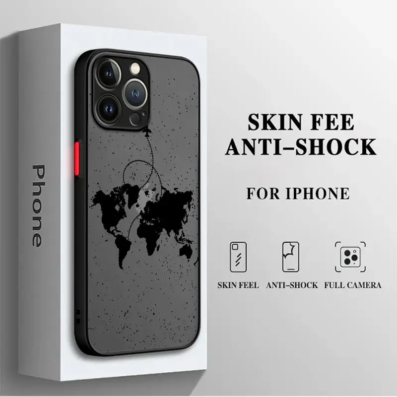 phone cases for Apple iPhone 11 16 case 8 14 12 Pro 15 7 8Plus 13 Mini XS X XR Luxury fundas Cover Planes World Map Travel Line