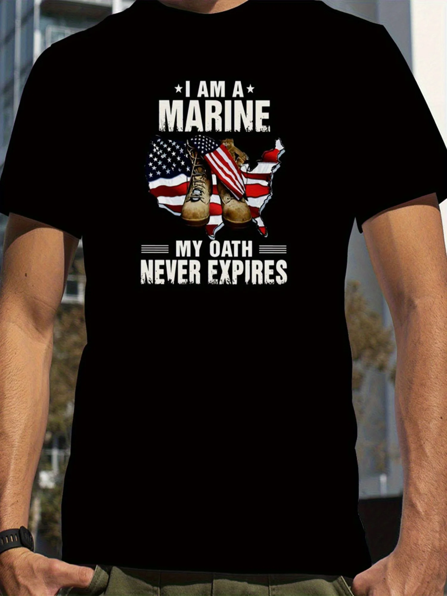 

"I Am A Marine, My Oath Never Expires" Marine Oath Tribute T-Shirt 100% Cotton O-Neck Short Sleeve Summer Casual Mens T-shirt