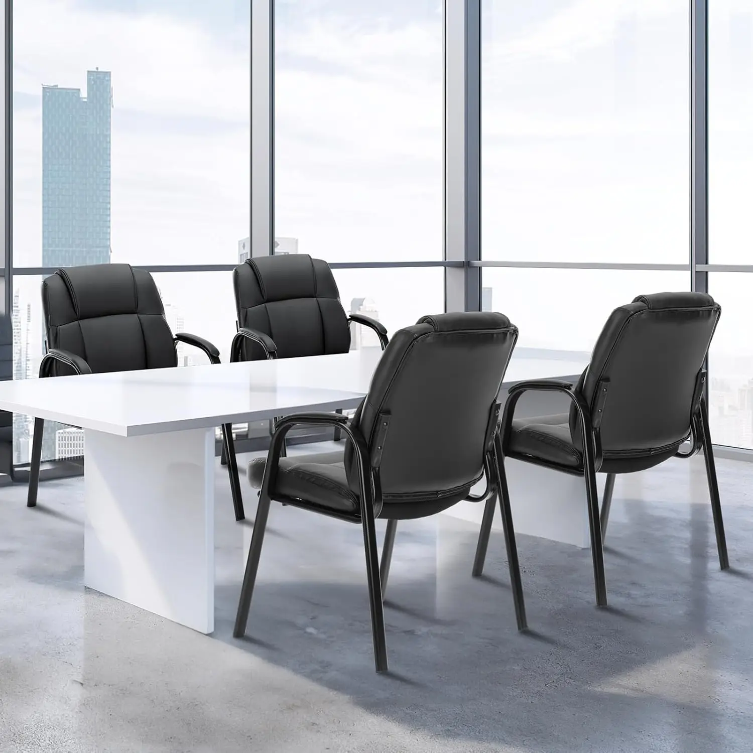 Wartezimmerstühle mit gepolsterten Armlehnen, 4er-Set – Gästestuhl für Chefsbüro, Empfang, ohne Räder, für Konferenzraum, Lobby, Seite
