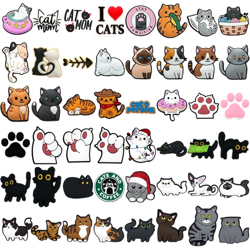 Imagen 1 del producto 1/50/100 Uds. Amuletos de zapatos de gato, alfileres de gato naranja esfinge para accesorios de zapatos, decoraciones bonitas para niños y mujeres, adorno de hebilla de zueco