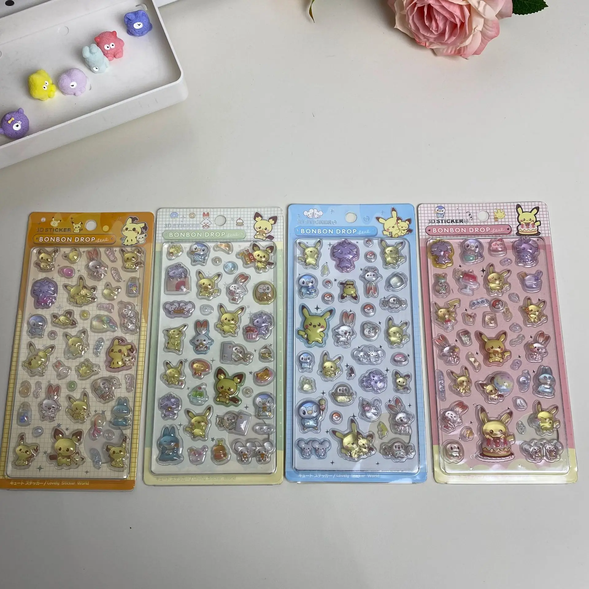 Pokemon Pikachu 3D Relief Stickers Cute Cartoon Phone Case Laptop Decorative Bubble Decals Gifts