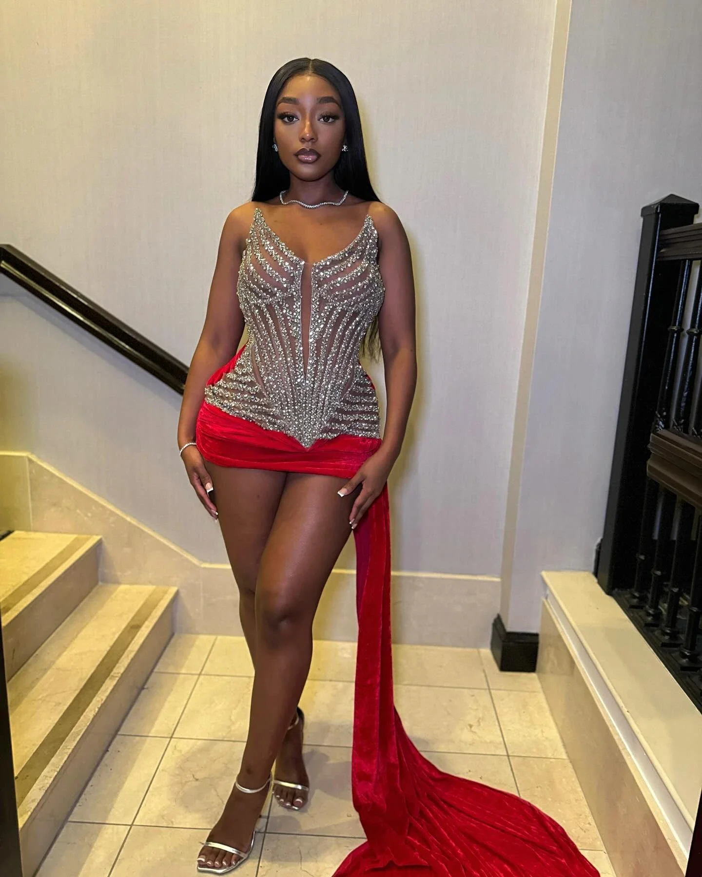 

Luxury Mini Short Mermaid 3D Crystal Cocktail Party Dress Sexy V-neck Off Shoulder Formal Back To School Ball Dress Customized