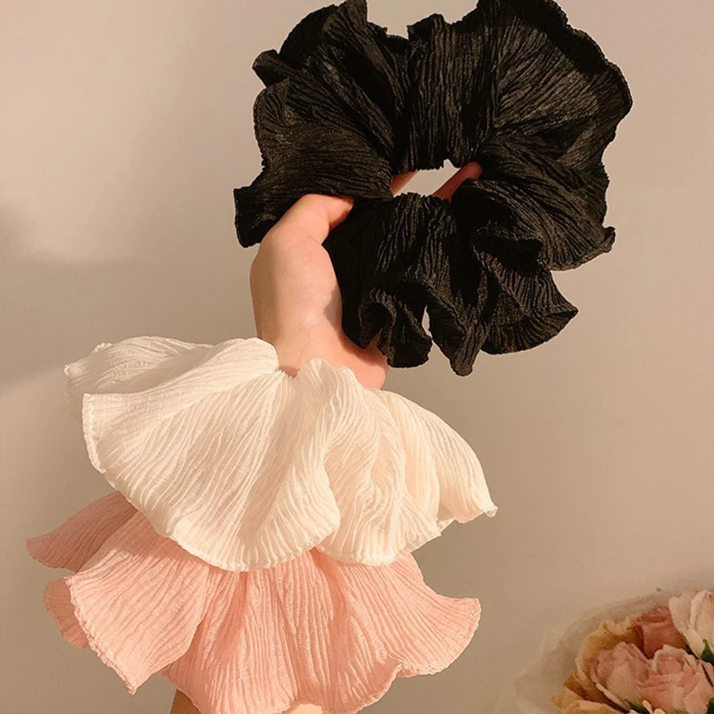 

Pleated large intestine headband oversized gentle low ponytail headbands floral hair accessories