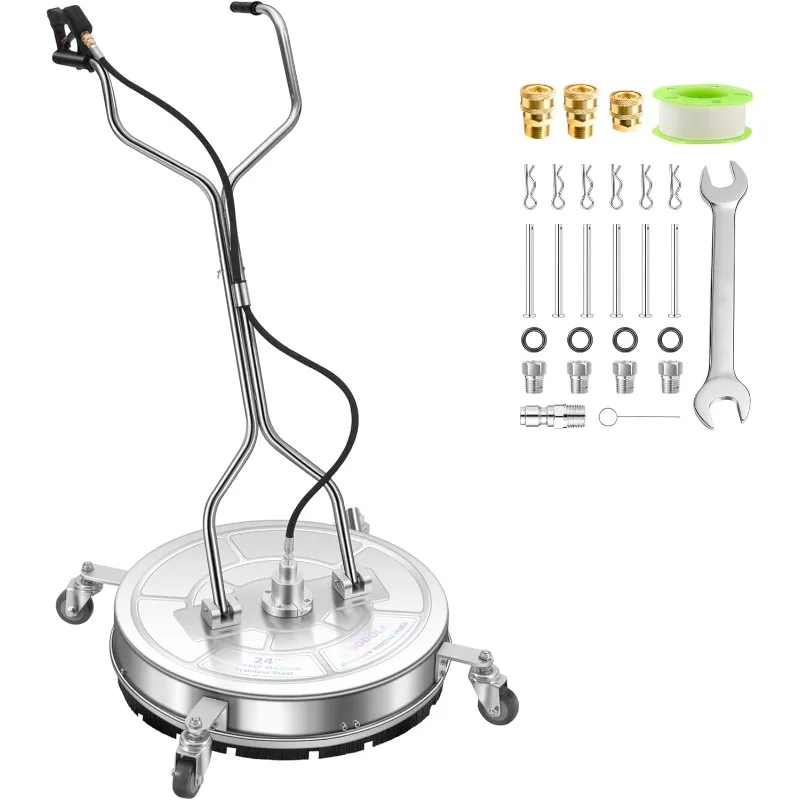 

Очиститель поверхностей для мойки с 4 колесами — очиститель поверхности с двойной ручкой из нержавеющей стали для насадки для мойки высокого давления f