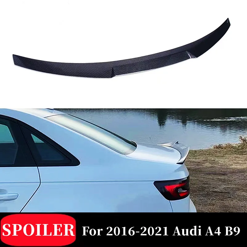 For 2016-2021 Audi A4 B9 M4 Styling Real Carbon Fibe Rear Trunk Lid Wings Ducktail Lip Spoiler Car Exterior Tuning Accessories