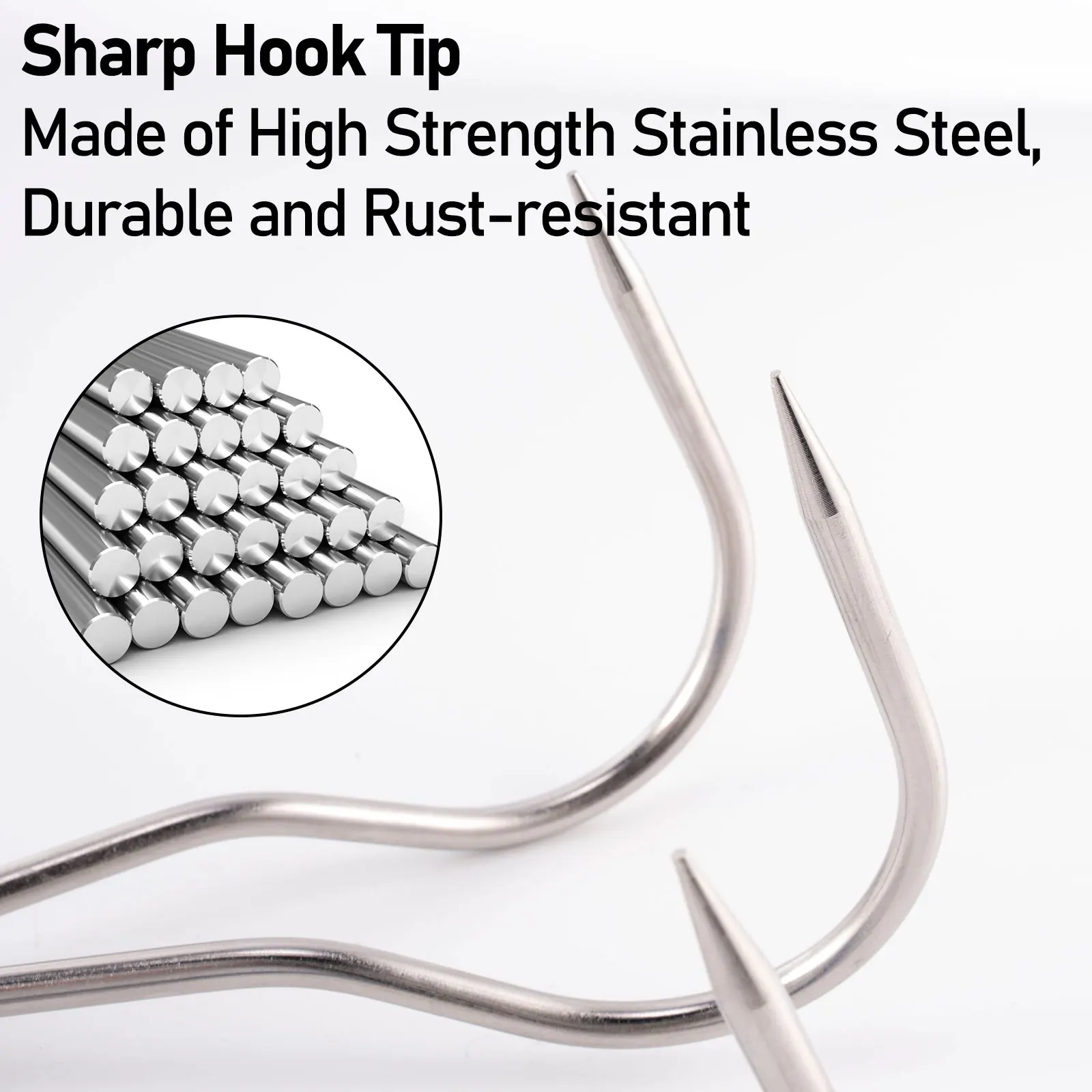 Fishing Gaff Hook Stainless Steel 8mm Screw Hitch Hook Waterweed Landing Hook Tool Boat Sea Fishing Tackle Saltwater Trout