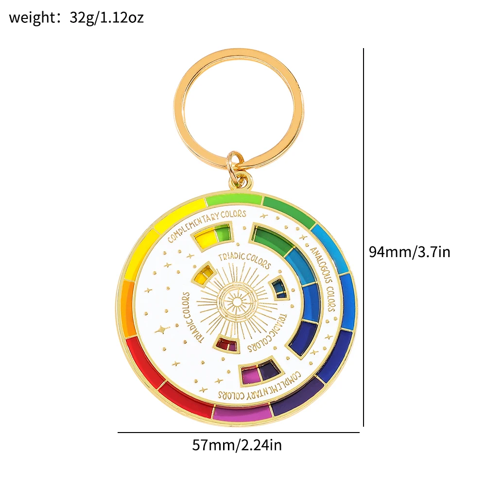 Creative Rotatable Colorful Wheel Keychain Rainbow Turntable Color Wheel Charm Key Chains Aesthetic Keyrings Arts Gifts Artists