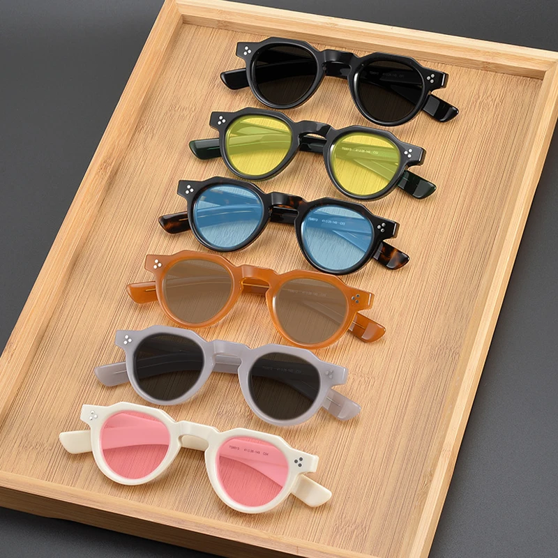 Vintage Polarized Acetate Sunglasses Men Quality Retro Designer Small Sunglasses Women UV400 Handmade Luxury Brand Eyewear