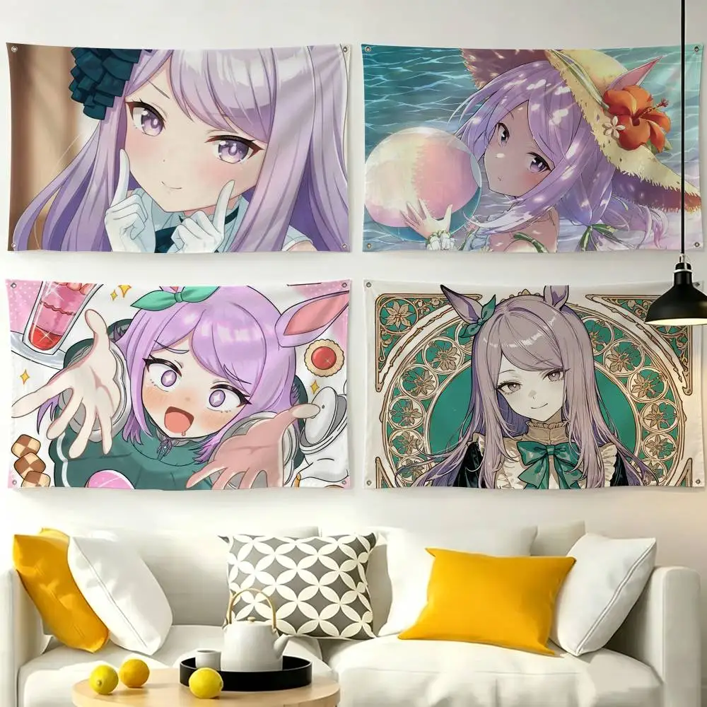 M-Mejiro McQueen Uma Musume  Flags for Bedrooms Home Decor Items Outdoor Decors Garage Decoration Flaga