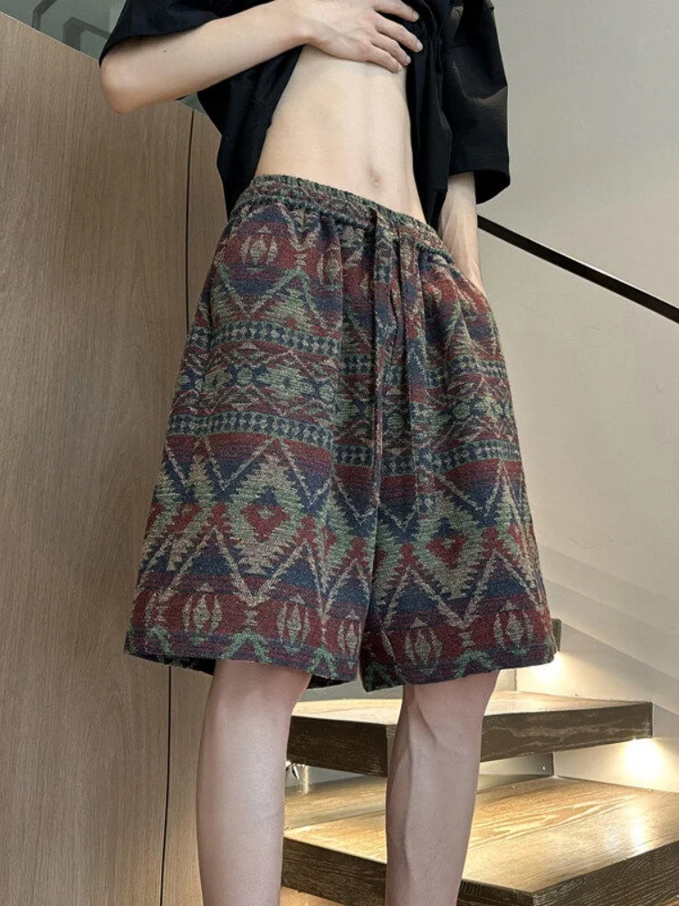 

Retro Plaid Men's Shorts Summer Loose Casual Five-Quarter Length School Sports Couple Style Breathable Straight Leg Pants