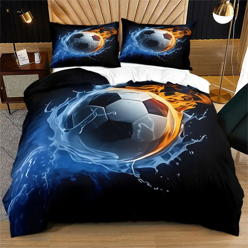 Juego de Funda de Edredón con Diseño de Fútbol Acuático, Funda de Edredón sin Relleno, Impresión Digital HD, Juego de Ropa de Cama Deportiva para Dormitorio Juvenil