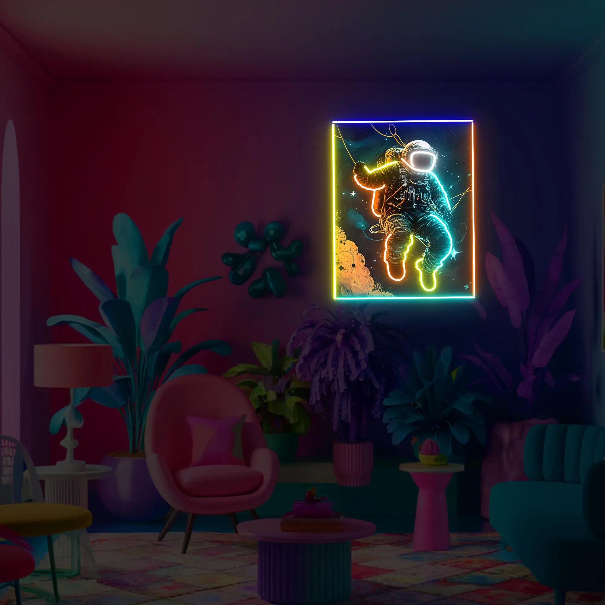 

Astronaut UV Neon Sign Custom Anime Space Kids Bedroom Wall Art Decor Game Room Sign Anime Birthday Gift for Boys