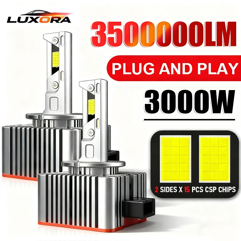 HID زينون D3S D1S D2S D4S LED المصابيح الأمامية Canbus 3000 واط 3500000LM 9570 CSP رقاقة توربو مروحة سيارة ضوء D2R D4R D5S D8 التوصيل والتشغيل