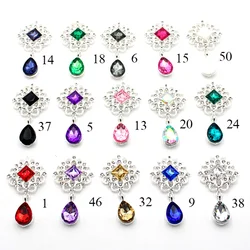 New 10 Pieces Of 25*45MM Alloy Rhinestone Acrylic Button Diy Clothing Wedding Hand-stitched Gift Box Decorative Accessories