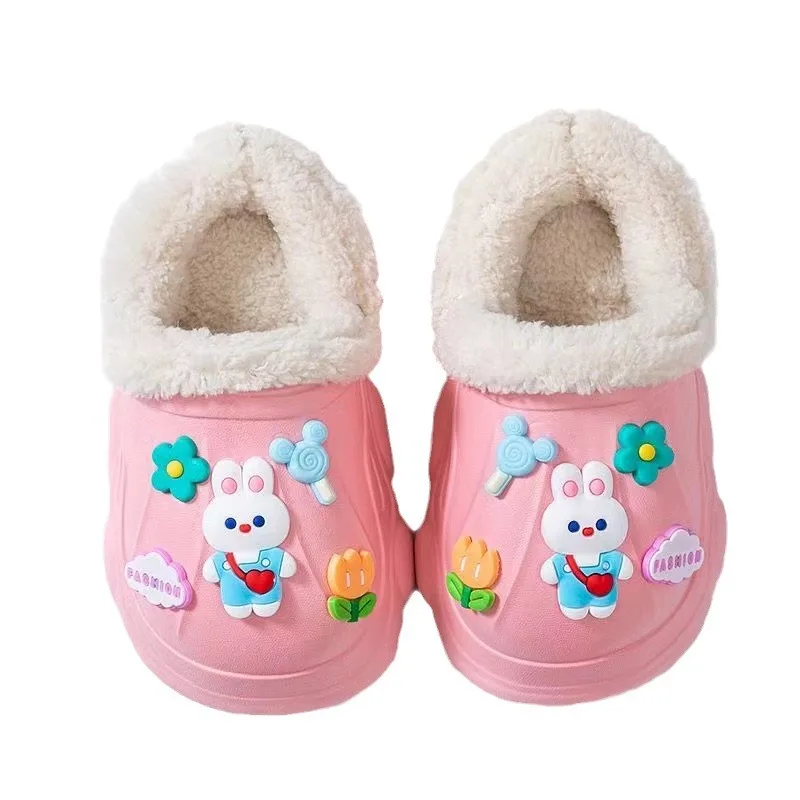 Children Slipper Indoor Waterproof Cartoon Thick Soled Cotton Slipper Kid Soft Sole Winter Shoe for Girl Kid Zapatillas De Casa