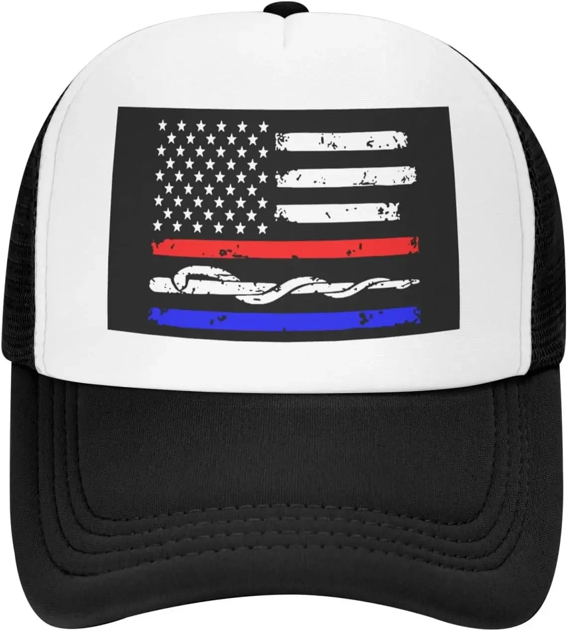 Thin-Red-Blue-Line-Flag-Trucker-Hat-Firefighter-EMT-Police-Mesh-Snapback-Cap-Unisex-Casual