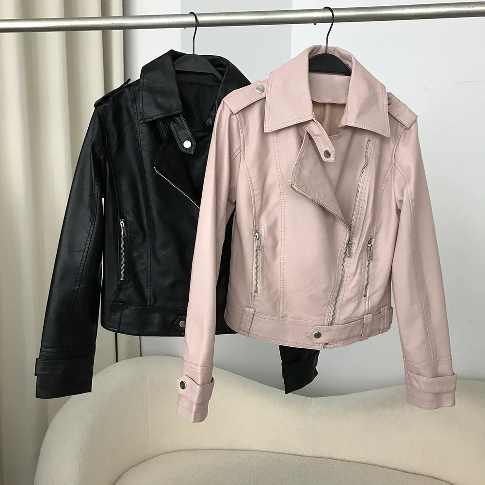 2024 Spring and Autumn new women's clothing women's leather jacket, women's fashion short, Korean version slim fit and slimming