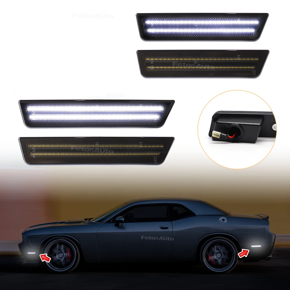 Car Front/Rear Bumper Parking Light  LED Side Marker Light Indicator For Dodge Challenger 2008-2014