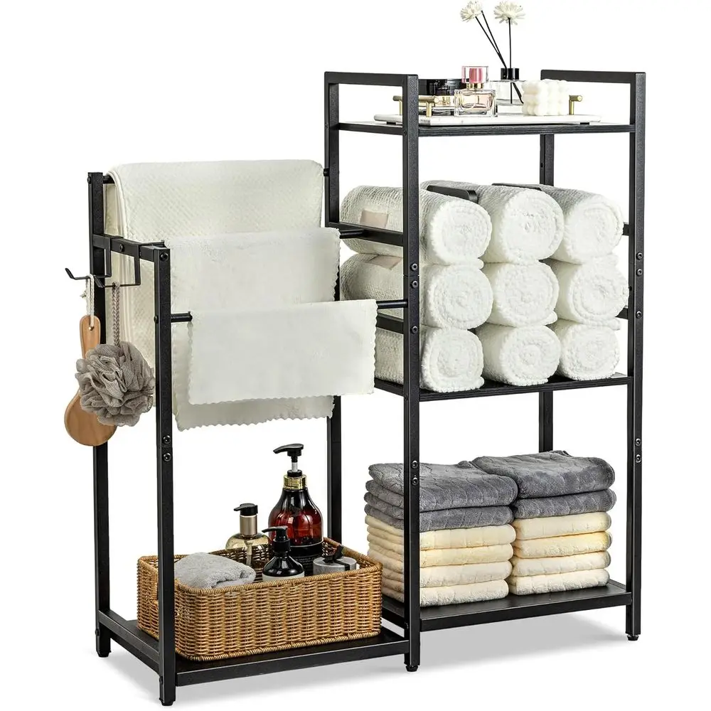 

Трехуровневый держатель для полотенец, подставка для сушки полотенец, U-образные съемные разделители, черный цвет