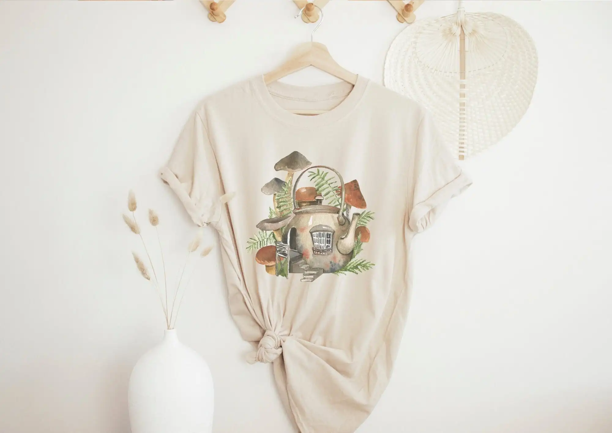 Autumn T Shirt Farm Teapot Pumpkins Pumpkin Boho Clothing Motif Cottagecore Style