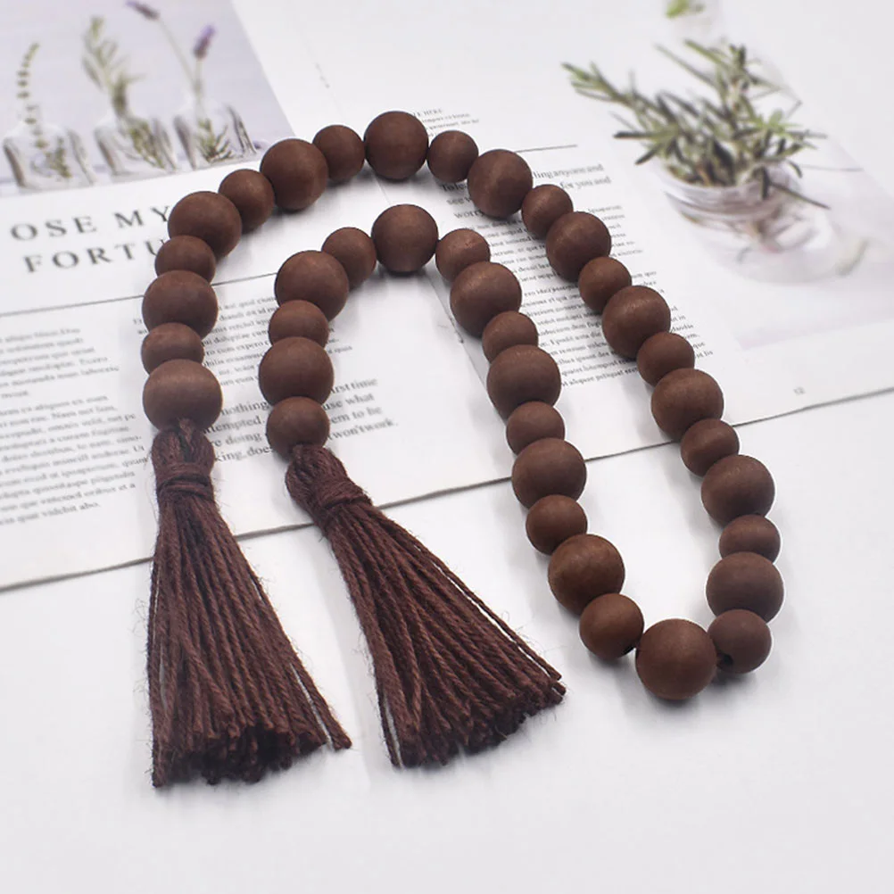 

2 Pcs Wooden Bead naments Rustic Wreath Bar Hemp Rope Decoration Hanging Door Beads Coffee Table Decorative String Farmhouse