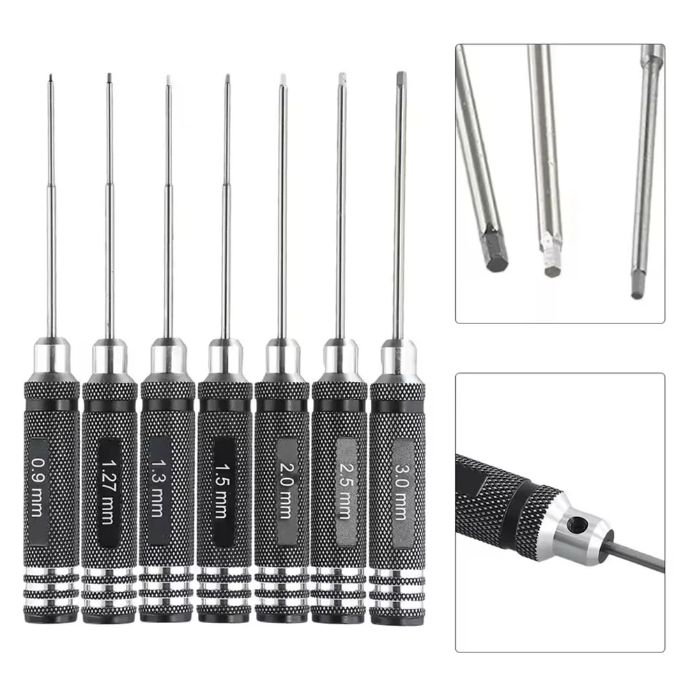 7pcs HSS Hexagonal Key Screwdrivers Tools 0.9-3.0mm For RC Model Hexagonal Screwdriver