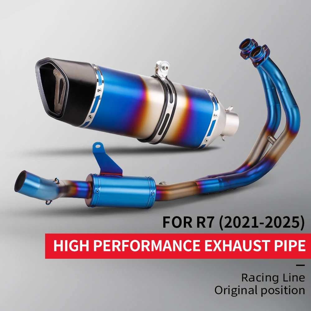 

For YZF R7 2021-2025 Exhaust Motorcycle Performance Full System Modify Stainless Front Pipe Muffler Escape Full Carbon Fiber