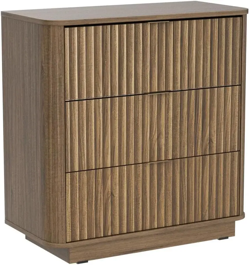 Brooklyn 3-Drawer Dresser, Modern Wood Chest, Walnut
