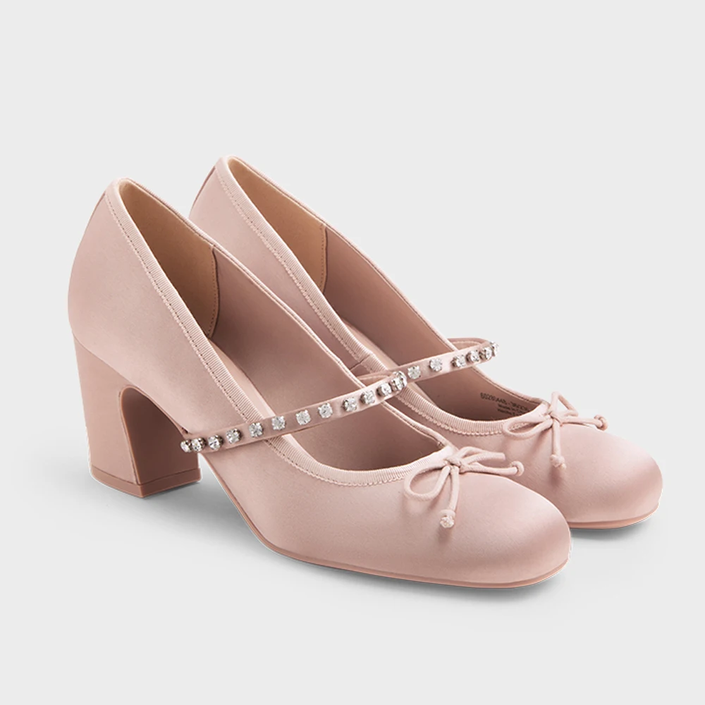 

FWRD Women's Satin One-Strap Chunky-Heel Mary Janes, Comfortable for Weddings & Party Chic #FWRD000267