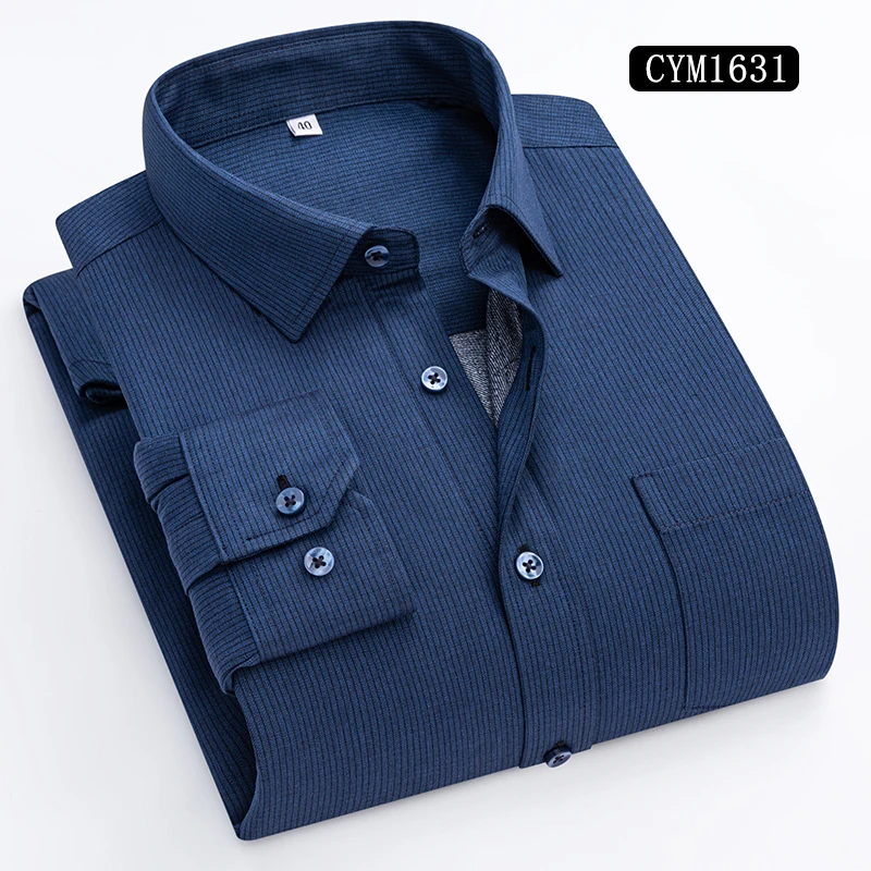 

Solid Color Simple Stylish Design Collared Shirt Trendy Casual Details Men's Sports Top Wool-filled Warm Comfortable Shirt