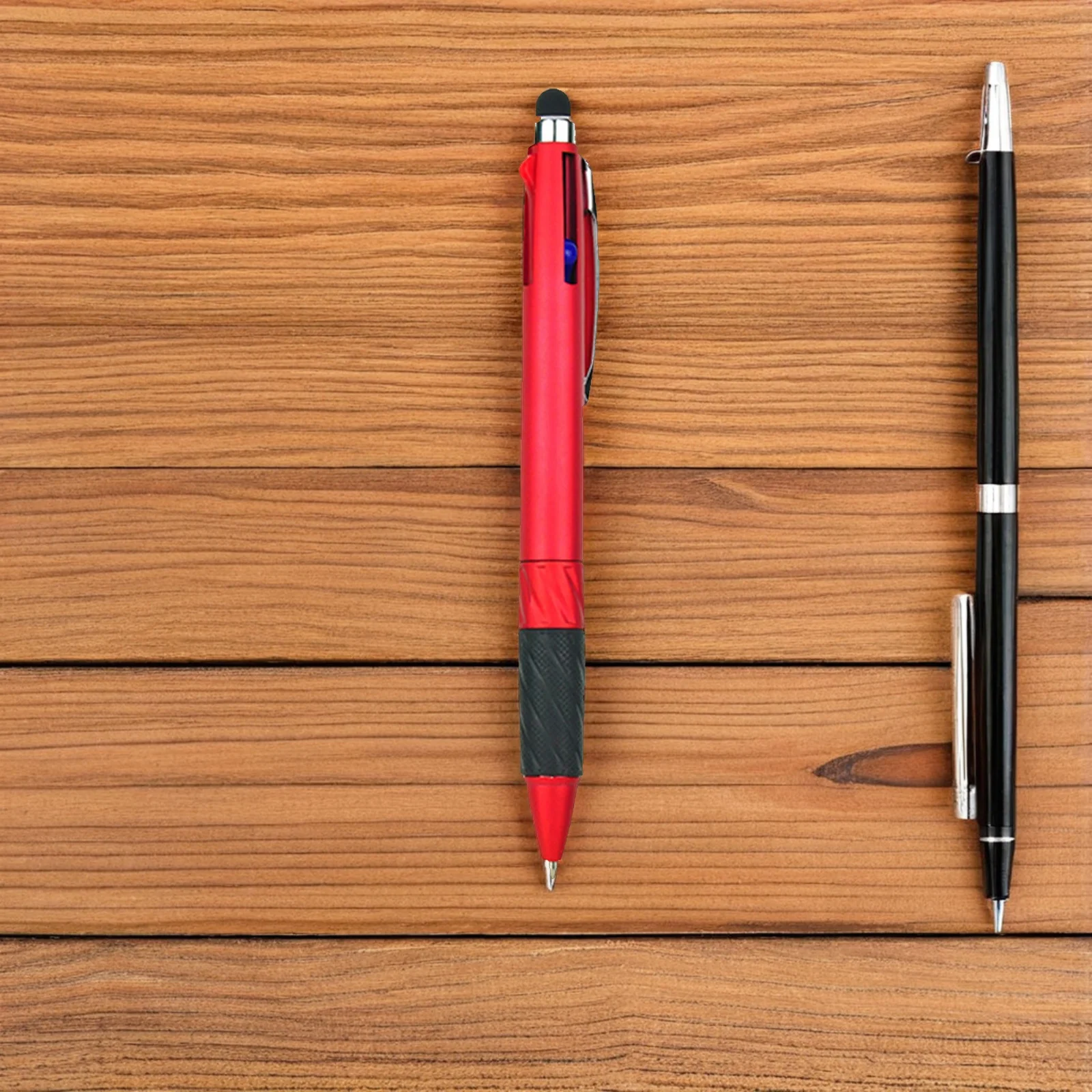 

4 pcs 3-Color Ballpoint With Stylus 0.7Mm Smooth Writing Comfortable Grip Multi-Functional Creative Rotation Pens For Office