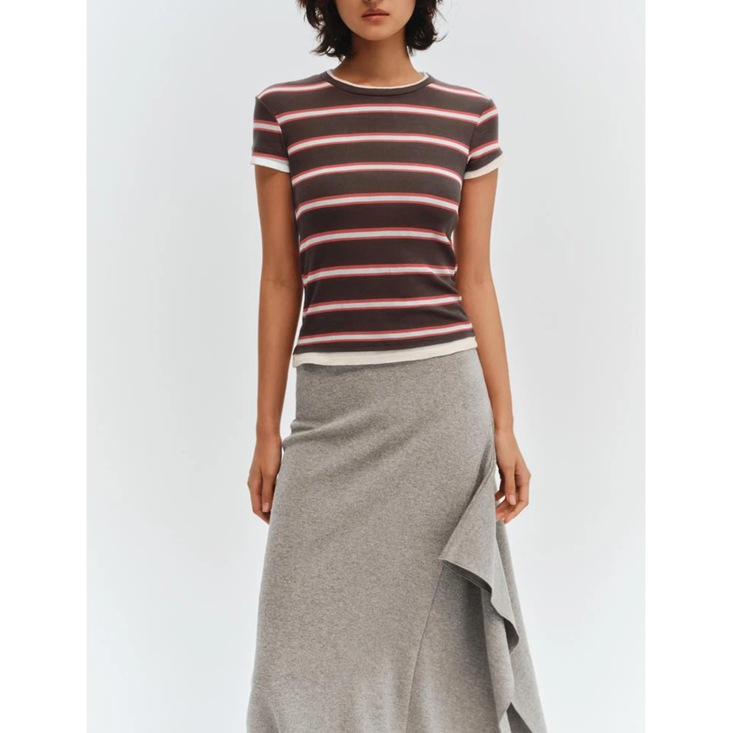 تنورة ميدي غير متماثلة للنساء بتصميم شتوي جديد، تصميم متوسط الخصر، كاجوال Sle Ci مناسب للتنقل #3