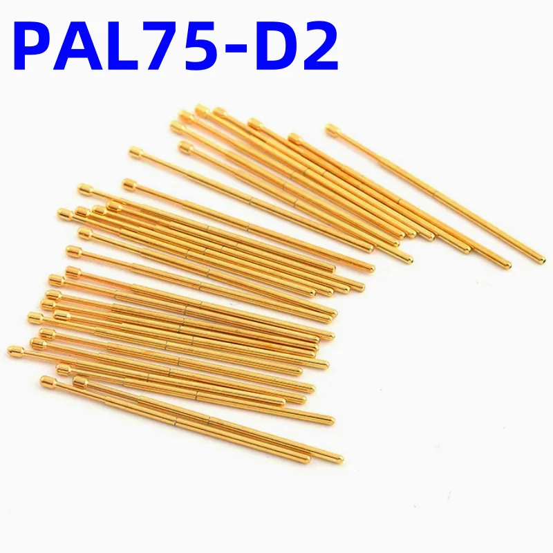 100PCS PAL75-D2 Spring Test Probe PAL75-D Test Pin Test Tool 33.35mm Dia1.02mm Gold Needle Tip Dia 1.3mm Pogo Pin PL75-D PL75-D2