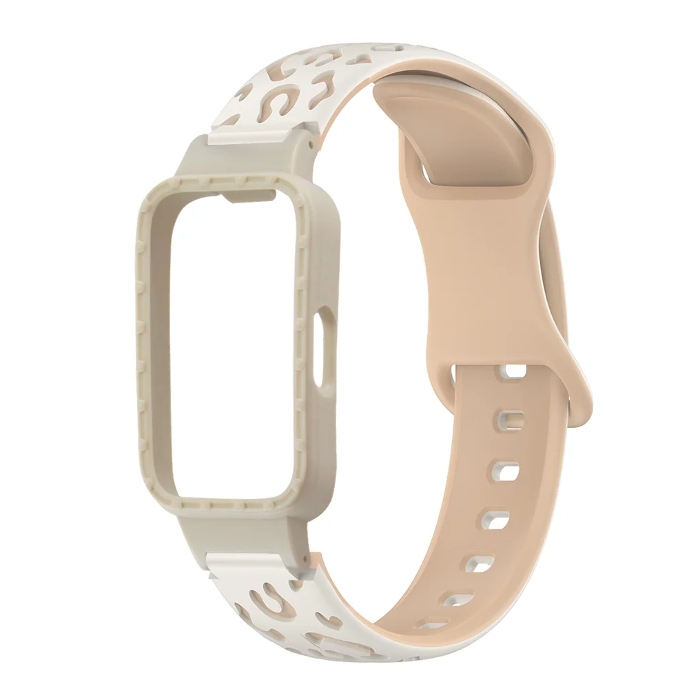 

Leopard Print Watch Strap with Protective Case For Huawei Band 8 Quick Release Washable Silicone Sport Smart Watchband Unisex