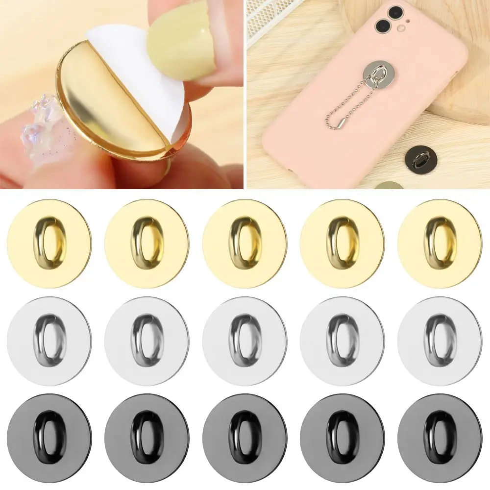 5Pcs/set Phone Sticker Tassel Metal Hook Non-detachable Round Ring Side Clip Buckle Mobile Phone Case DIY Pendant Hardware Hook