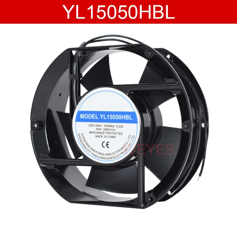 Genuine New  YL15050HBL AC 220V-240V 0.22A 55W 2600RPM 50/60HZ 2 Wires 17251 17cm 172*150*51mm Cabinet Cooling Fan