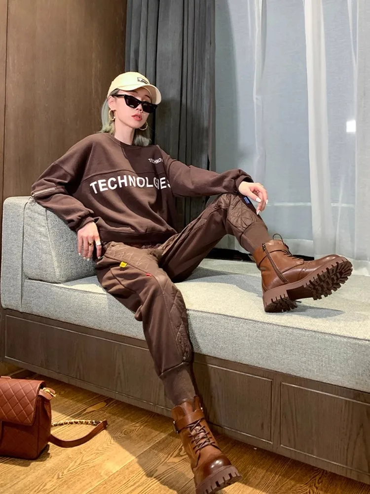 

Женские хлопковые брюки с высокой талией, утепленные, теплые, ветрозащитные, зимние, модные, в стиле Harlan