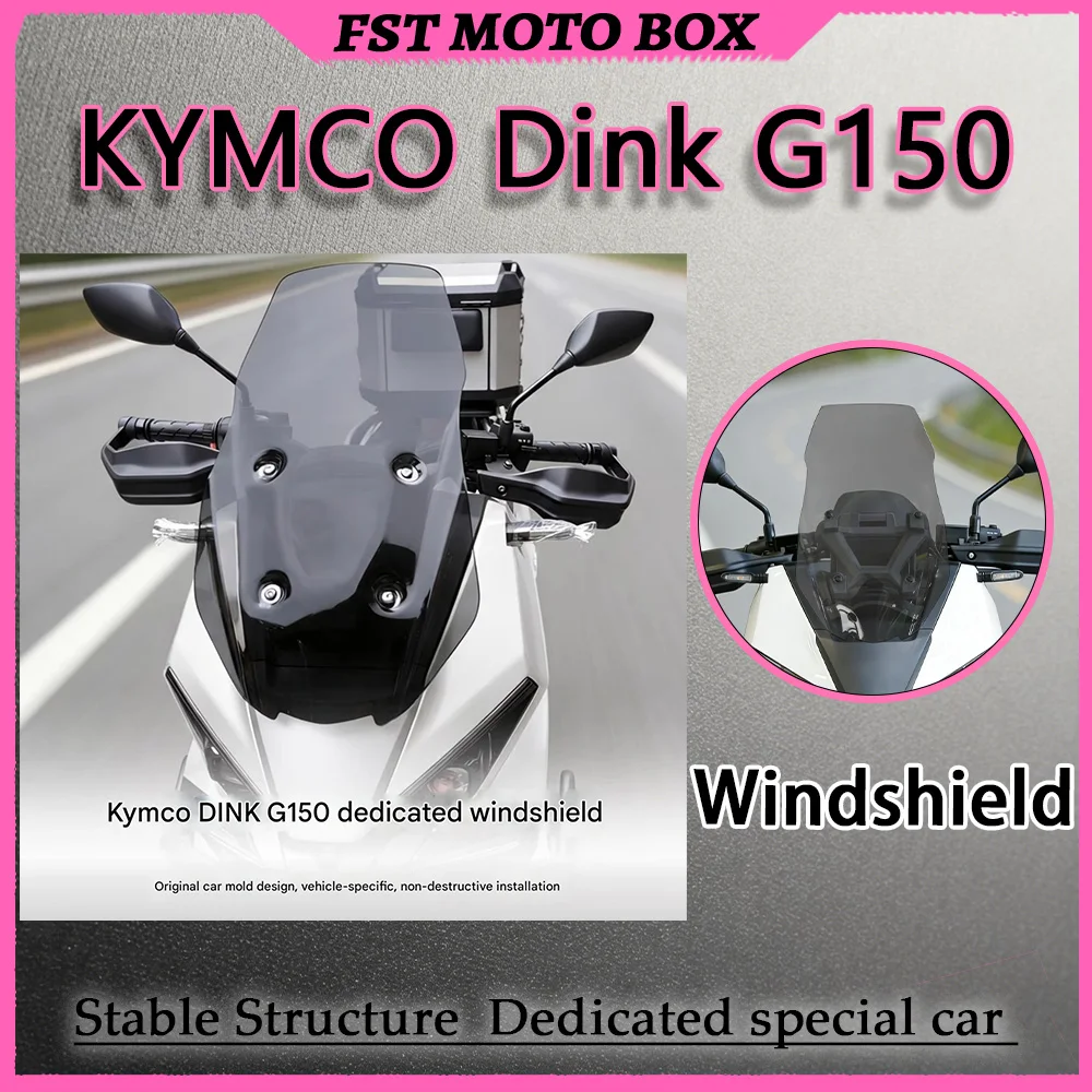 FOR Kymco DINK G150 Windshield Modified Elevated Windscreen with Aerodynamic Curved Flow Guiding Design to Reduce HighSpeed Wind