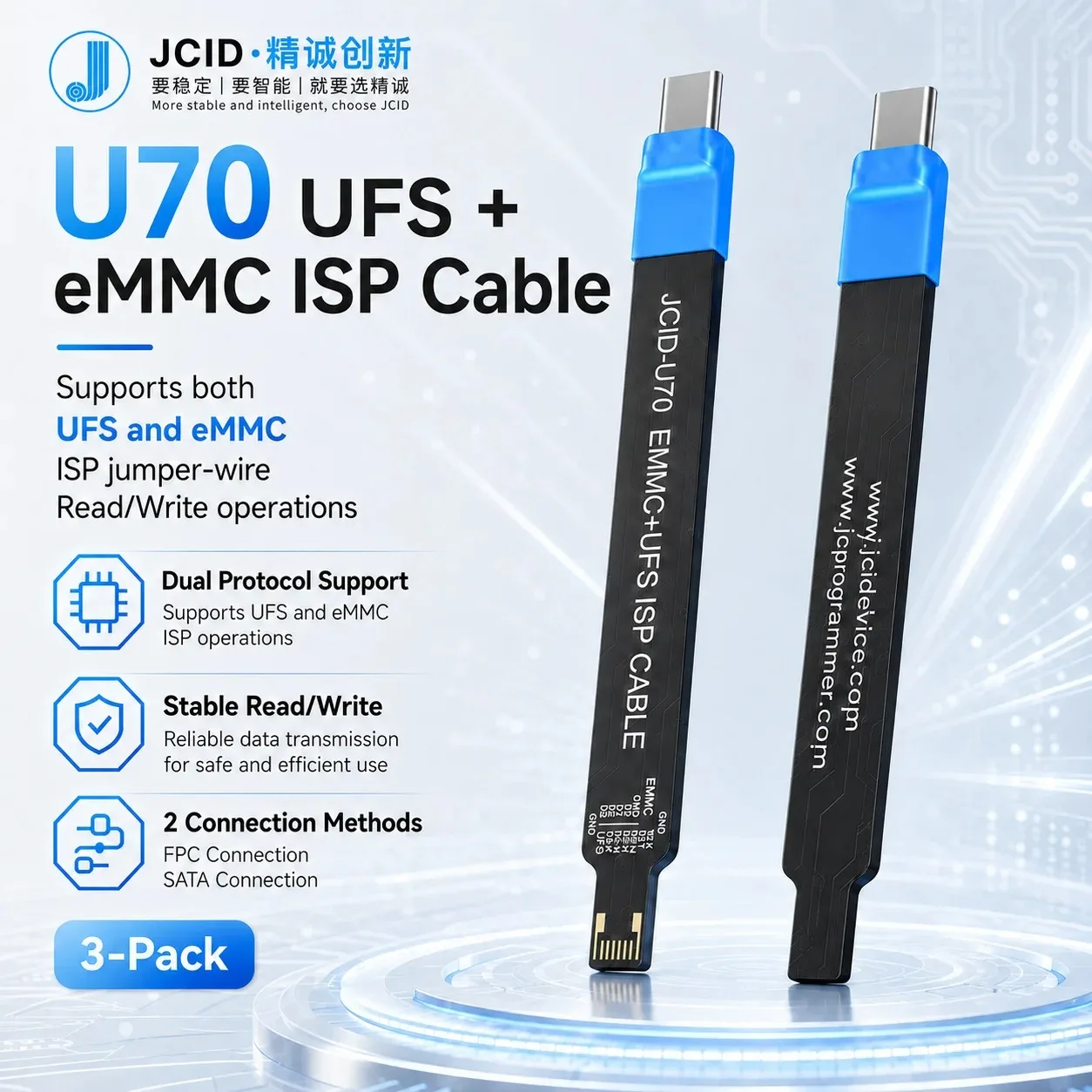 JCID U70 UFS EMMC ISP Cable FPC SATA Dual Connection Jumper Wire Data Repair Tools Set for UFS EMMC Chip Read Write Operation