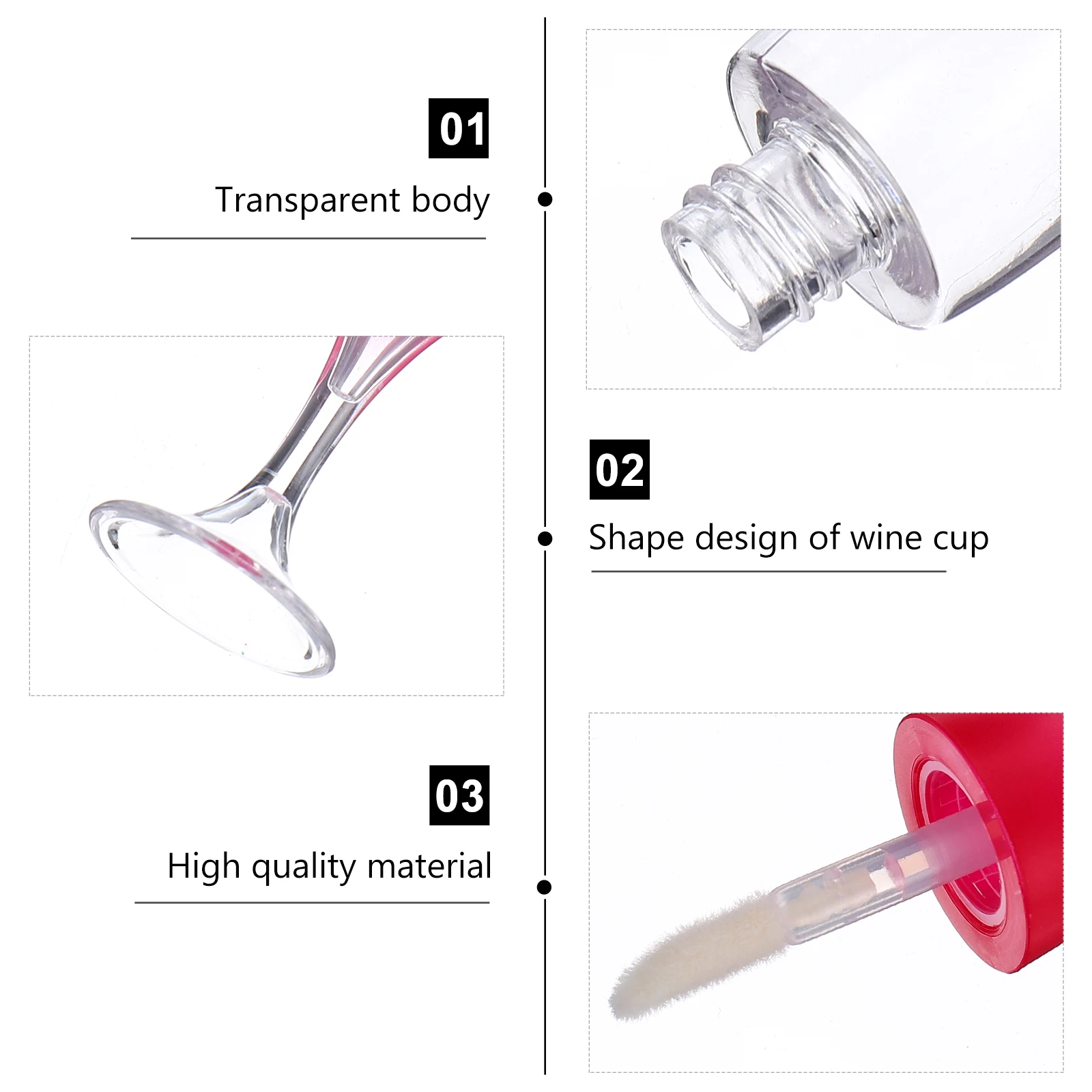 

12 Pcs Glass Shaped Lip Gloss Tubes 8ml Mini Lip Color Containers Plastic Bottles Vials Storage Reusable Refillable