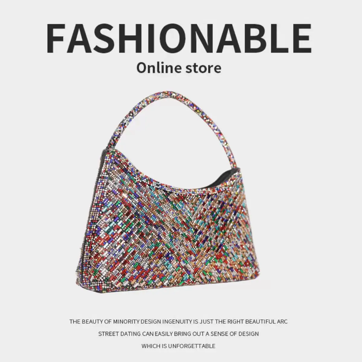 

New style, small batch design, rhinestone handbag, fashionable and luxurious evening party bag, versatile single shoulder bag, h