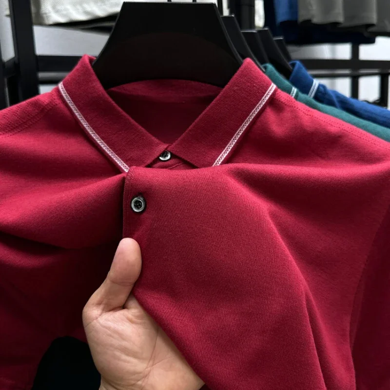 Polo respirant à manches courtes pour hommes, T-shirt décontracté, documents solides, mode estivale, nouveau