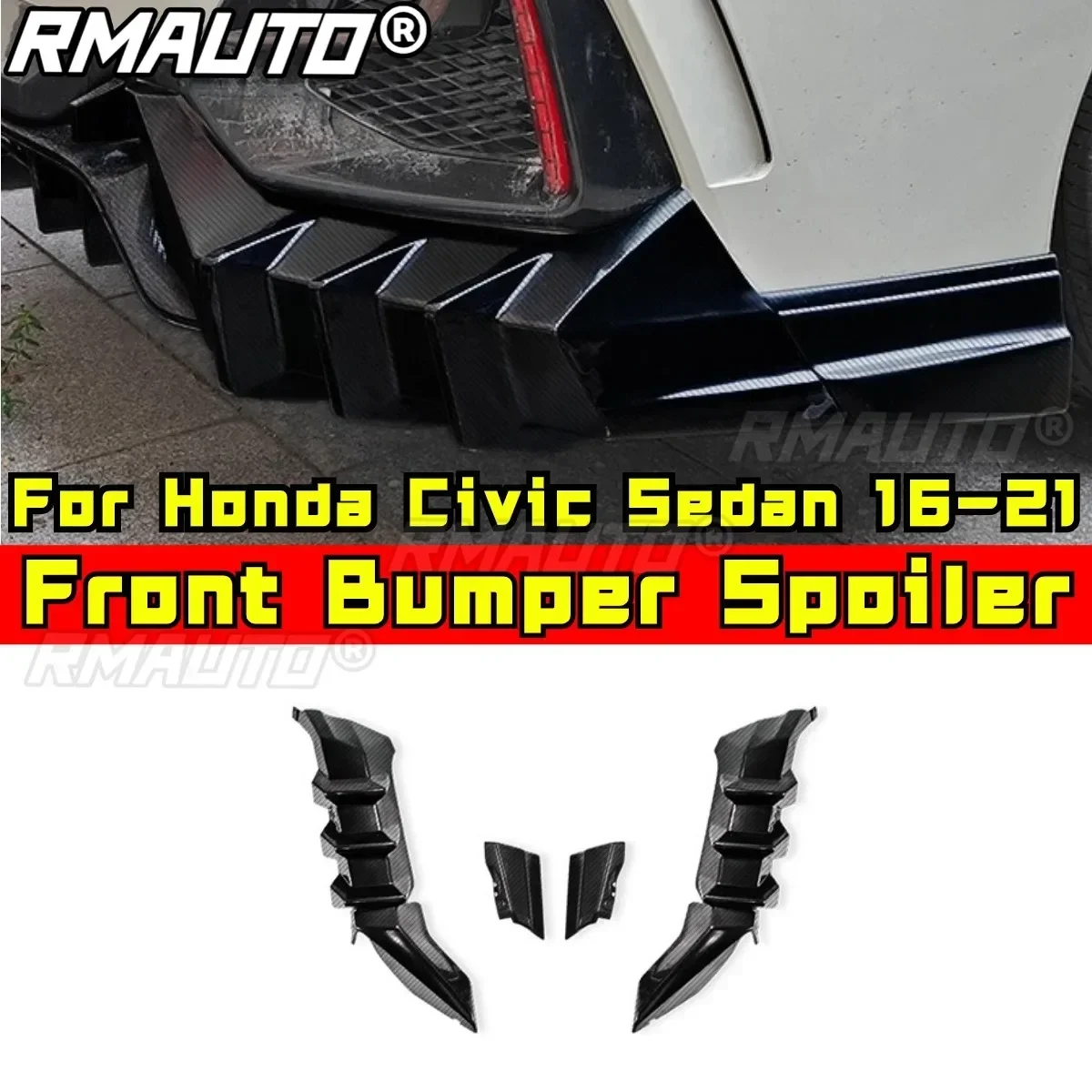 For Honda Civic Type R Sedan 2016-2021 Mugen Style Rear Bumper Lip Diffuser Spoiler Bumper Lip Corner Trim Modification Part