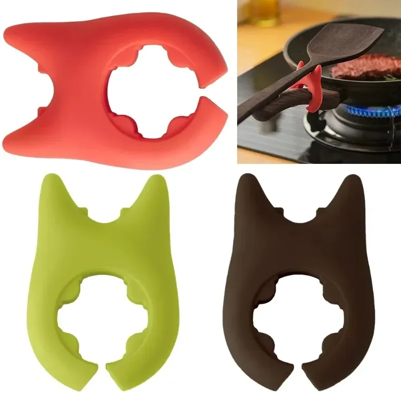 Multifunctional Spatula Holder Anti Scalding and Overflow with Non Perforated Silicone Creative Integrated Devil Kitchen Gadgets