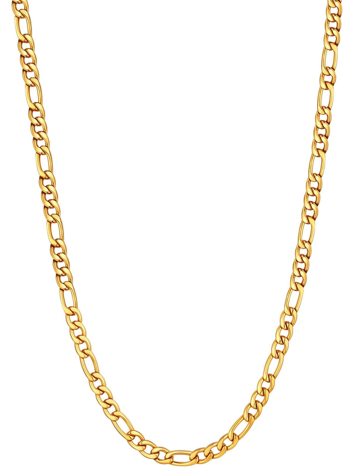 U7 3mm Figaro Chain Necklace for Man Woman 18k Gold Color Black Stainless Steel Italian Basic Stackable Simple Daily Jewelry