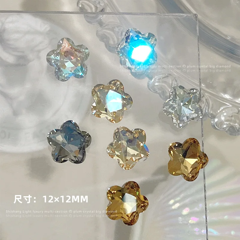 5 pçs prego strass encantos cristal diamante flor de ameixa diamante jóias de unhas novo 12mm flor jóias de unhas