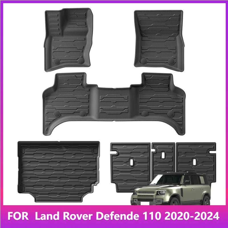 

Floor Mats For Land Rover Defende 110 2020-2024 Car Cargo Liner Trunk/Backrest Mat TPE 3D All-Weather Accessiories Black